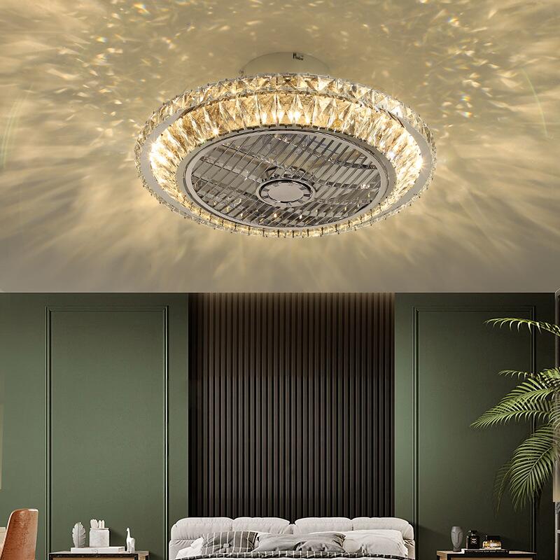 Art Led Celing Fan Pendant Lamp Light Chandelier Smart APP Remote Control Restaurant Bedroom Study Nordic Crystal