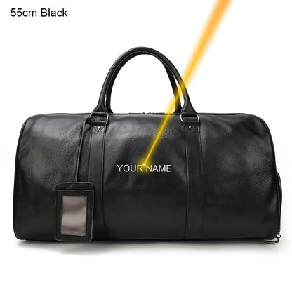 Luxury Genuine Leather Men Women Travel Bag Cow Leather Carry On Luggage Bag Travel Shoulder Bag Male Female Weekend Duffle Bag