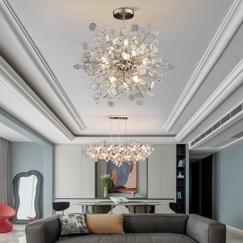 Light Luxury LED Ceiling Chandelier 2023 Trend Villa Living Dining Room Pendant Lamp Modern Lustre Bedroom Hanging Light Fixture