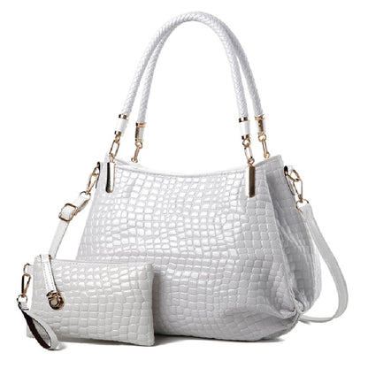 2Pcs Women luxury Handbag Zip Shoulder Bags For Women 2023 Soft Crocodile Pattern Leather Portable Shopping Totes bolso mujer