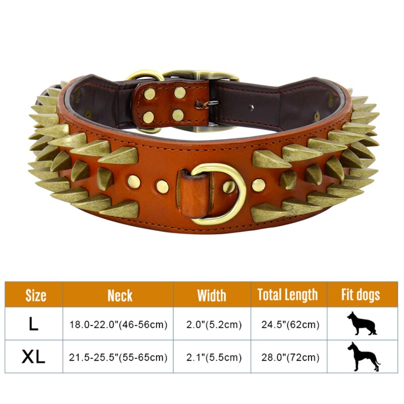 2&quot; Width Spiked Studded Dog Collar for Medium Large Dogs Pitbull German Shepherd PU Leather Pet Collars Cool &amp; Fashion