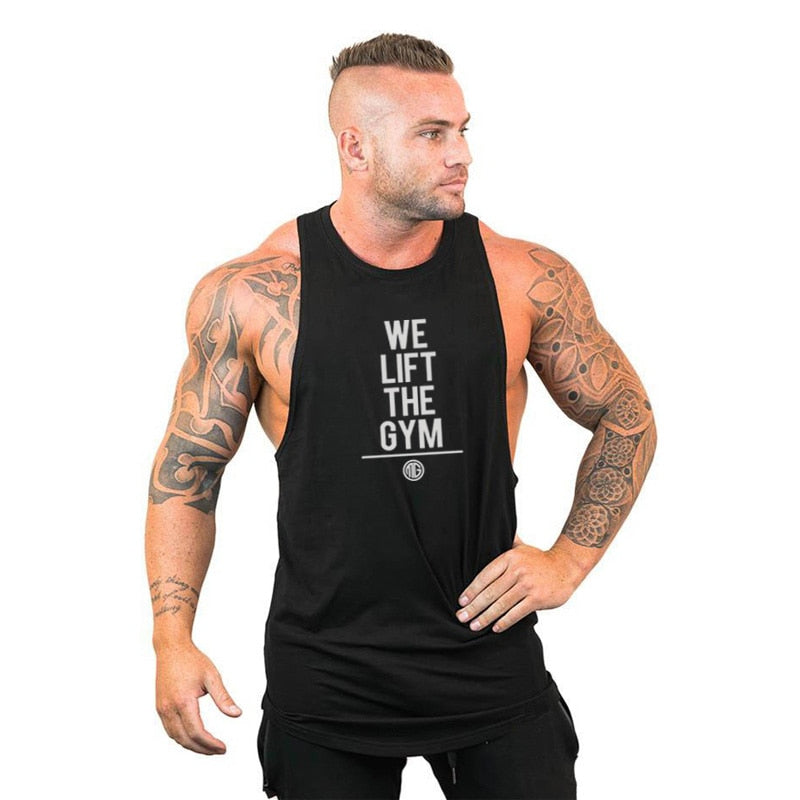 Men Bodybuilding Tank Tops Gym Workout Fitness Cotton Sleeveless Shirt Running Vest Stringer Singlet Male Summer Sports Clothes