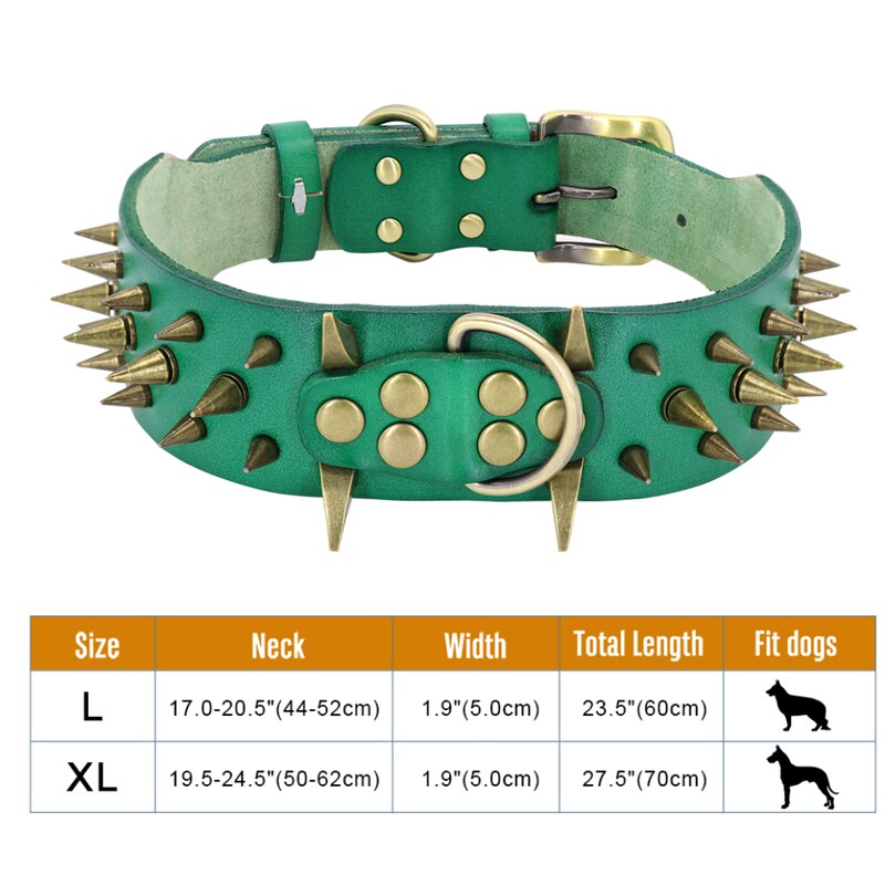 2&quot; Width Spiked Studded Dog Collar for Medium Large Dogs Pitbull German Shepherd PU Leather Pet Collars Cool &amp; Fashion