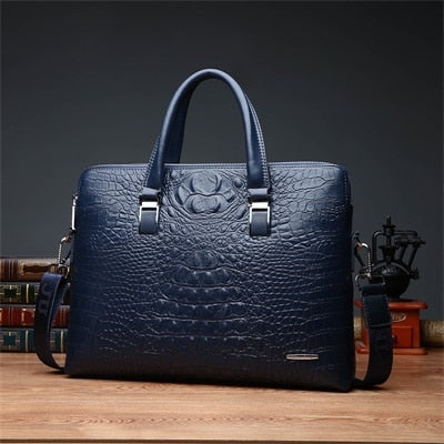 Double Layer Men&#39;s Handbag Men Briefcases Leather Handbags Crocodile Pattern Shoulder Bag Male Business Men Laptop Bag Sac Homme