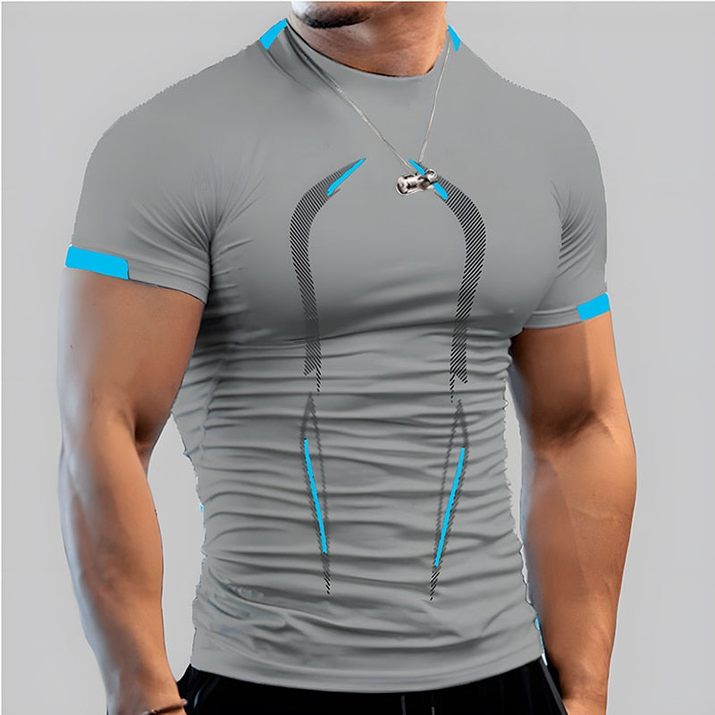 Summer Gym Shirt Sport T Shirt Men Quick Dry Running Shirt Man Workout Tees Fitness Tops Oversized Short Sleeve T-shirt Clothes