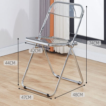 Transparent Folding Chair, Fashion Crystal Dining Chair, Light Luxury Stool with Backrest, Live Photo Chair and Makeup Chair, Wh