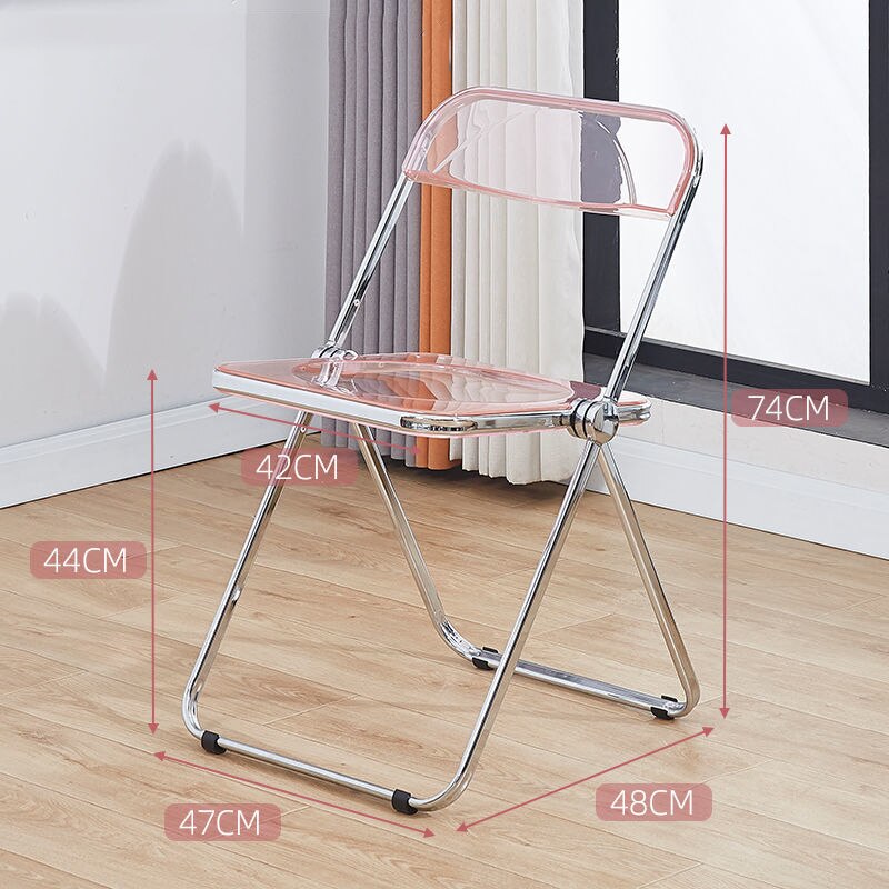 Transparent Folding Chair, Fashion Crystal Dining Chair, Light Luxury Stool with Backrest, Live Photo Chair and Makeup Chair, Wh