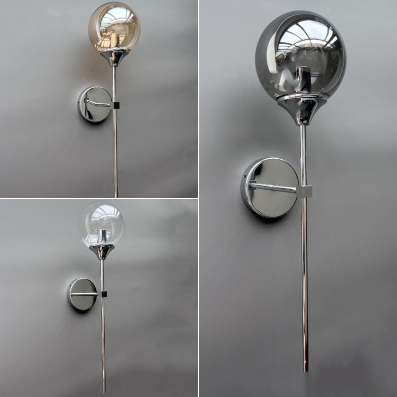 Modern Glass Wall Lamp Creative Golden Sconces Round Nordic Lighting Fixture Home Bedside Living Room Kitchen Decoration Lights