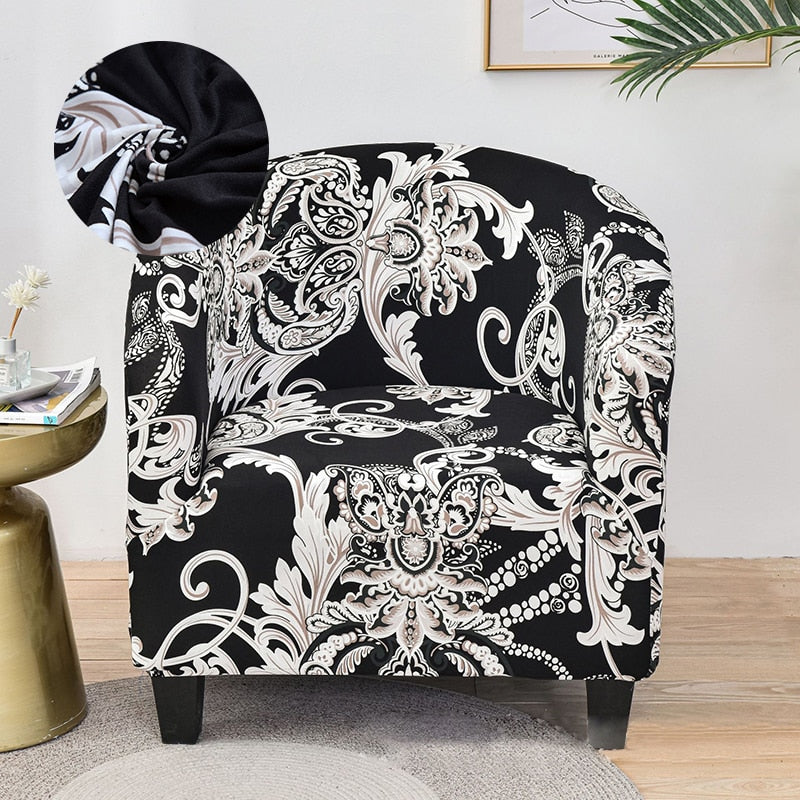 LEVIVEl Club Chair Slipcover Stretch Armchair Printed Tub Chair Cover Sofa Cover Spandex Couch Cover For Bar Counter Living Room