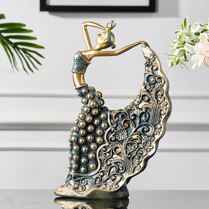 Nordic Peacock Dancer Figurines Home Decor Resin People Statue Sculpture Luxury Living Room Decoration Crafts Office Accessories