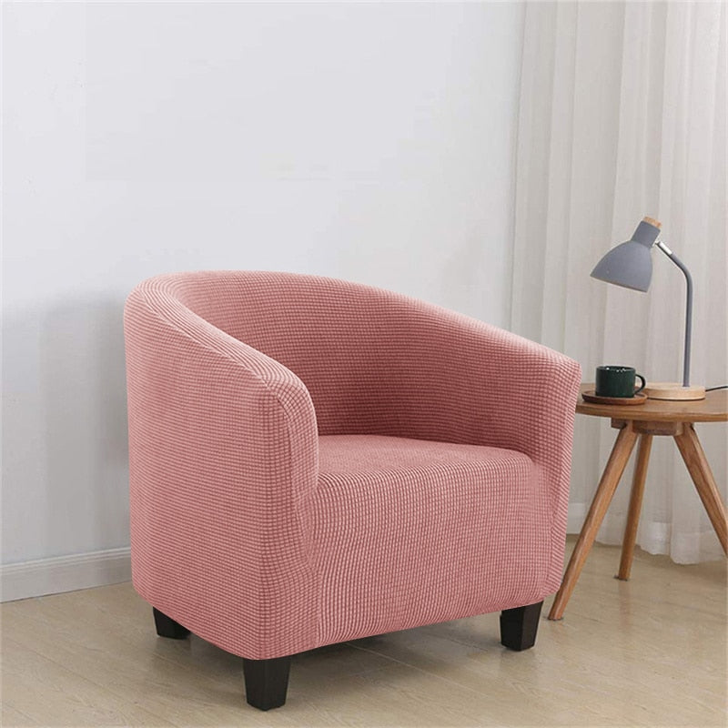 Club Chair Cover Stretch Tub Chair Slipcover Solid Color Sofa Cover Polar Fleece Couch Covers for Study Bar Counter Living Room