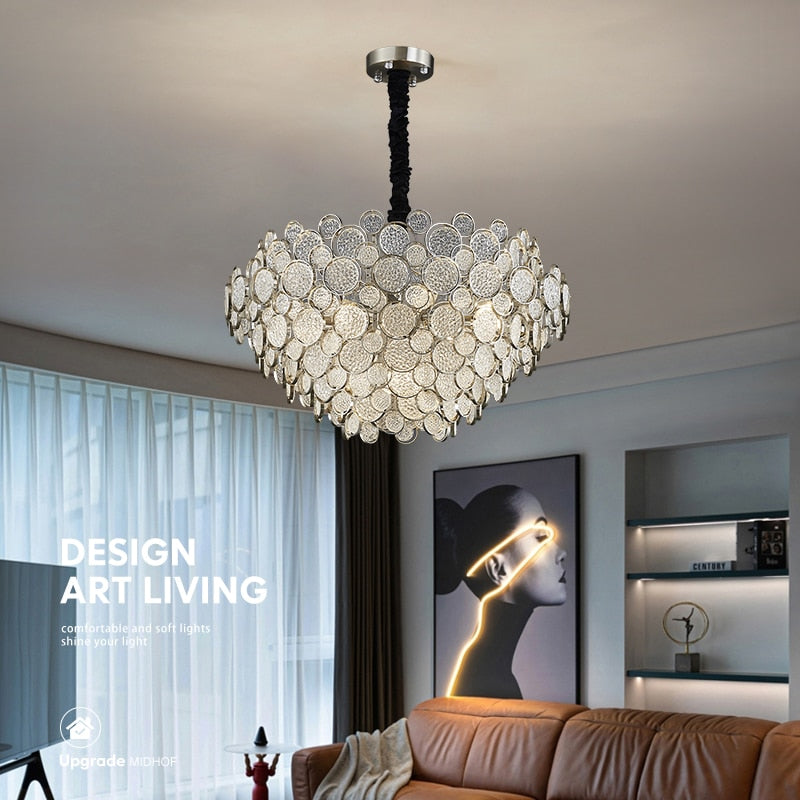 Light Luxury LED Ceiling Chandelier 2023 Trend Villa Living Dining Room Pendant Lamp Modern Lustre Bedroom Hanging Light Fixture