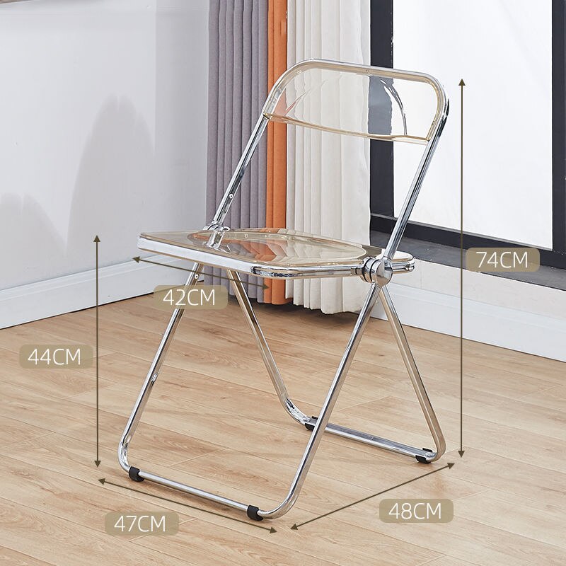 Transparent Folding Chair, Fashion Crystal Dining Chair, Light Luxury Stool with Backrest, Live Photo Chair and Makeup Chair, Wh