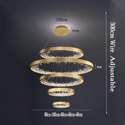 Modern Luxury K9 Ring Crystal Led Dimmable Chandelier Circle Hanging Lamp Living Dining Room Bedroom Lustre Led Lighting Fixture