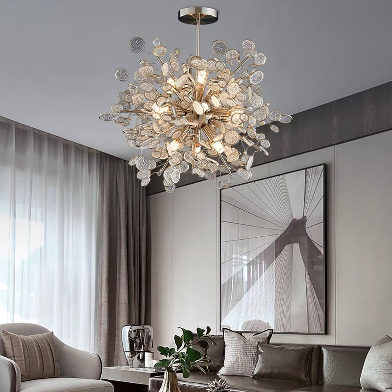 Light Luxury LED Ceiling Chandelier 2023 Trend Villa Living Dining Room Pendant Lamp Modern Lustre Bedroom Hanging Light Fixture