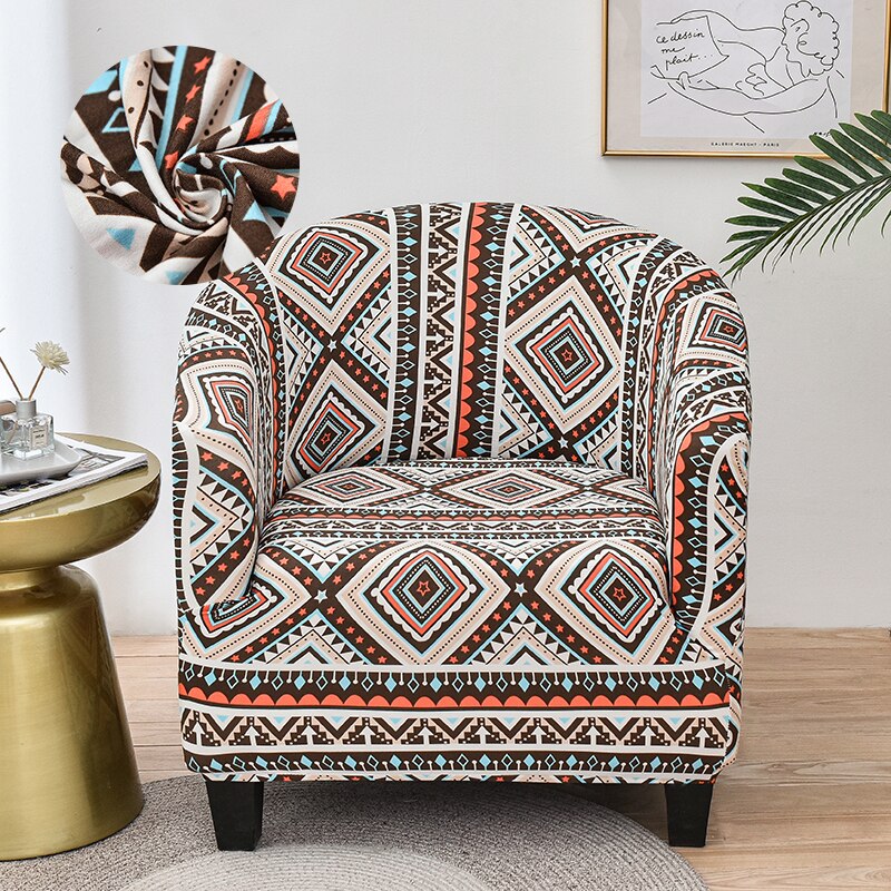 LEVIVEl Club Chair Slipcover Stretch Armchair Printed Tub Chair Cover Sofa Cover Spandex Couch Cover For Bar Counter Living Room