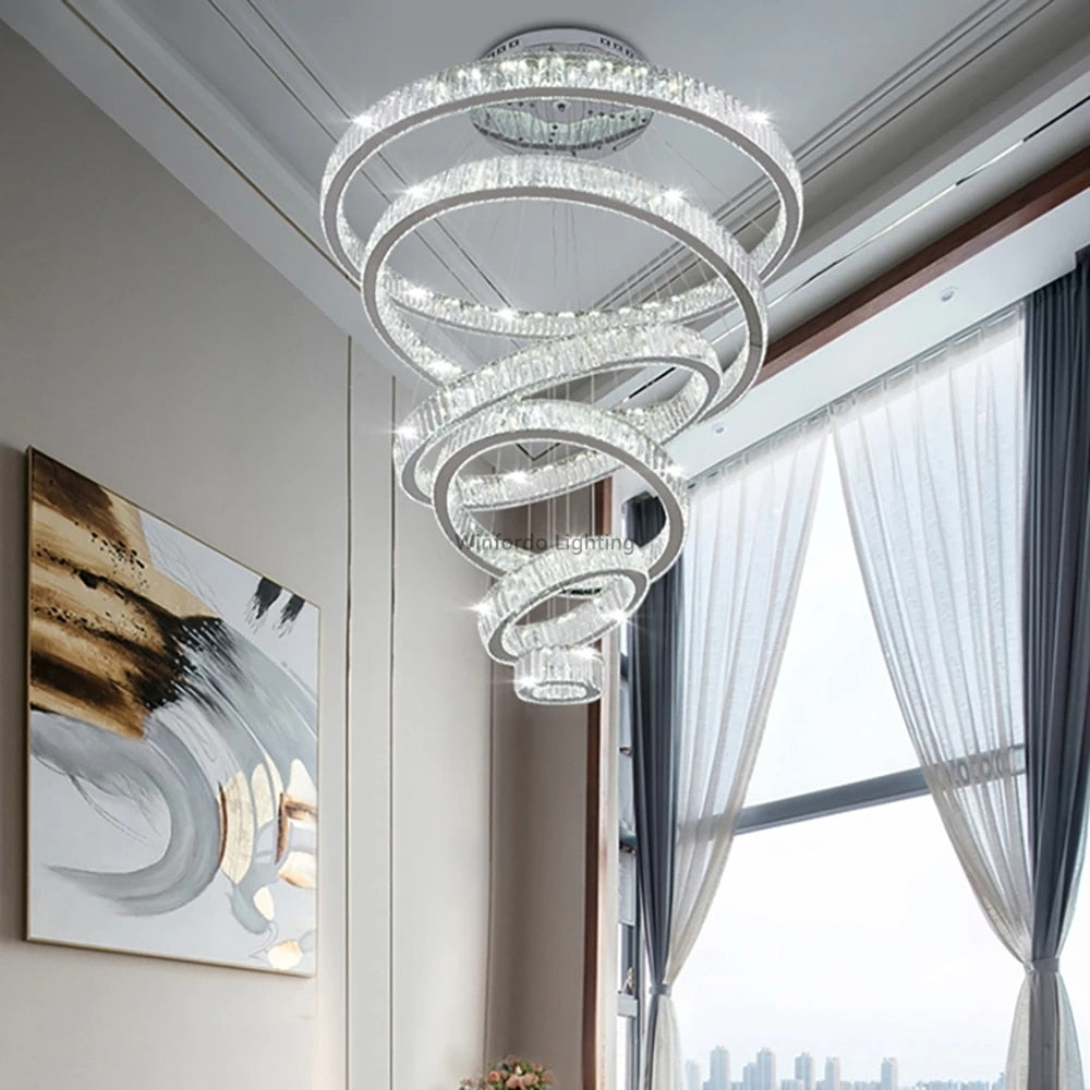 2023 Luxury LED Crystal Chandelier Pendant Lamp For Staircase 110V / 220V Winfordo Lighting Fixture IN STOCK