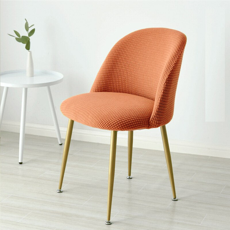 Low Back Accent Short Back Curved Backrest Small Chair Cover Big Elastic Stretch Cushion Seat Soft Fabric Seat Cover Solid Color