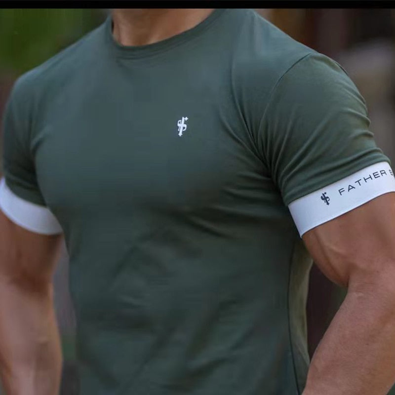 NEW High Quality Men T-Shirt Summer Running Short Sleeve Gym Sports Training Tops Outdoor Jogging Leisure Breathable T-Shirt