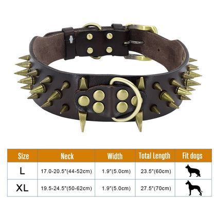 2&quot; Width Spiked Studded Dog Collar for Medium Large Dogs Pitbull German Shepherd PU Leather Pet Collars Cool &amp; Fashion