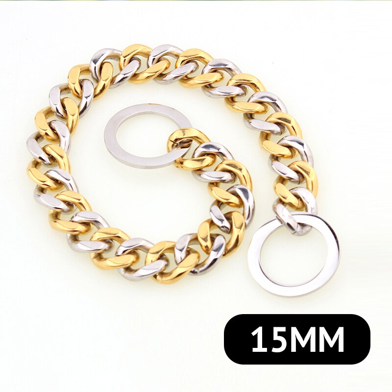 15mm Solid Dog Chain Stainless Steel Necklace Dogs Collar Training Metal Strong P Chain Choker Pet Collars for Pitbulls