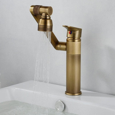 Tuqiu Multifunction Kitchen Faucet Gold Sink Faucet Hot Cold Water Mixer Crane Antique Bronze Deck Mounted Universal Water Taps