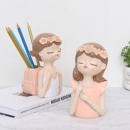 Home Decoration,Girl Figurine Miniature,Figure Statue,Flower Vase,Sculpture,Modern Table Decor,Living Room,Decorative,Desk Art