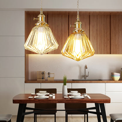 Glass Pendant Light Nordic Pendant Lamp Copper Lamp Brass Creative Minimalist E27 Transparent Lampshade For Restaurant Light