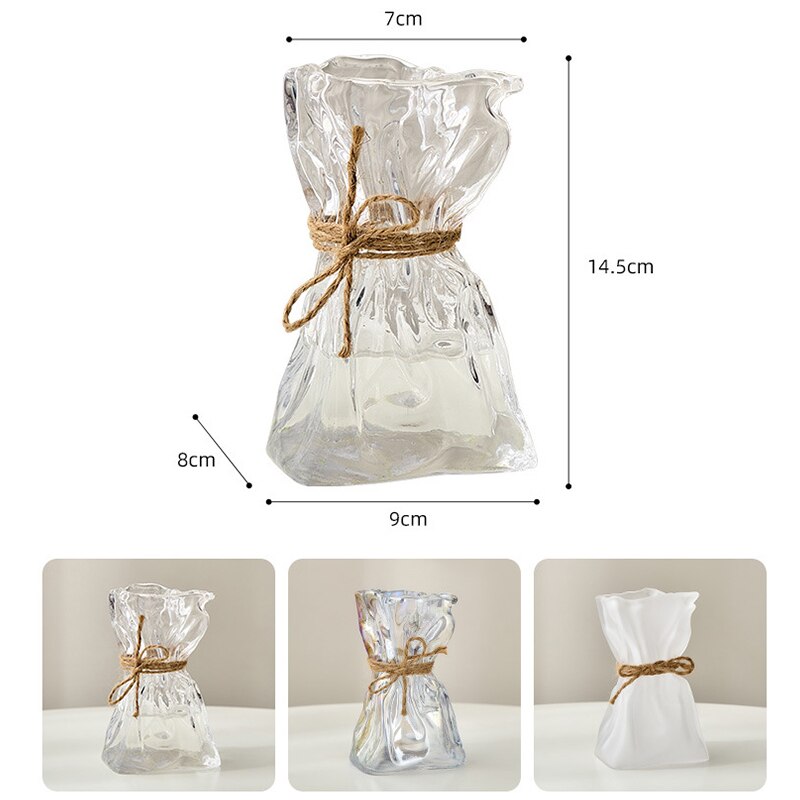 Transparente Glas Blume Vase Hause Dekoration Zubehör Luxus Kunst Hydrokultur Floral Flasche Zimmer Desktop Decor ваза для цветов