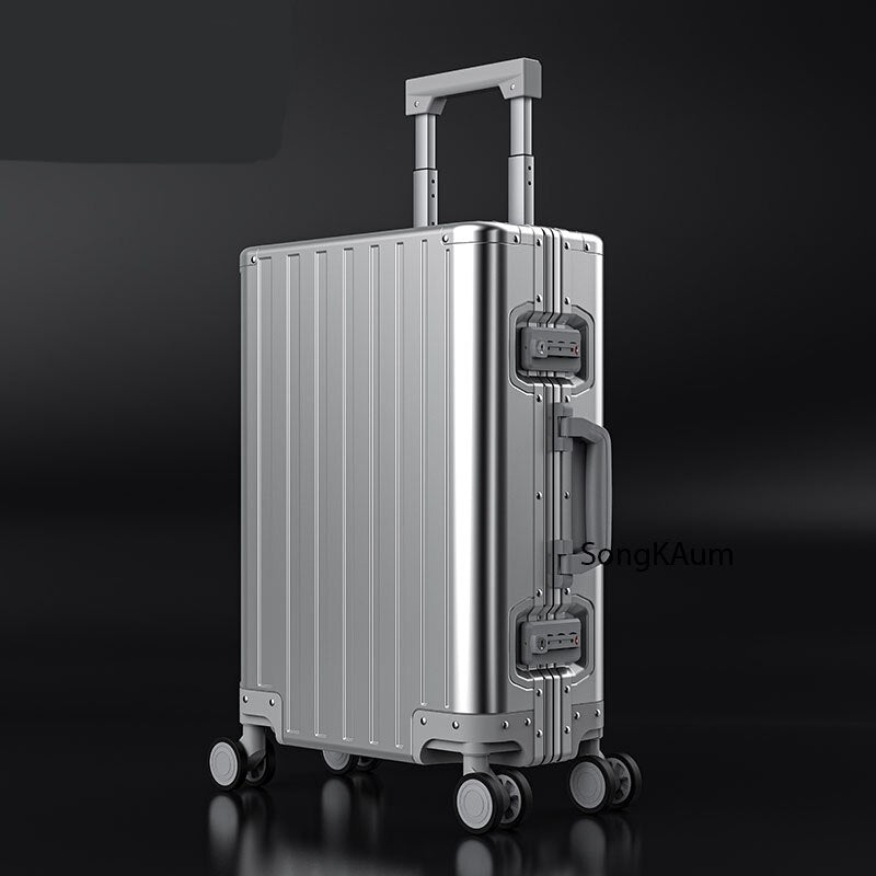 LeTrend Luxurious Rolling Luggage 100% Aluminium Trolley Solid Travel Bag 20/24 Inch Women Boarding Carry On Suitcases Trunk