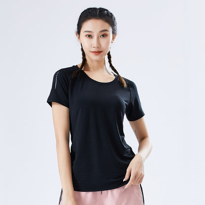 Women Running T Shirt Sport Breathable Quick Dry Yoga Short Sleeve Loose Jogging Training Sportswear Top Gym Fitness Tee