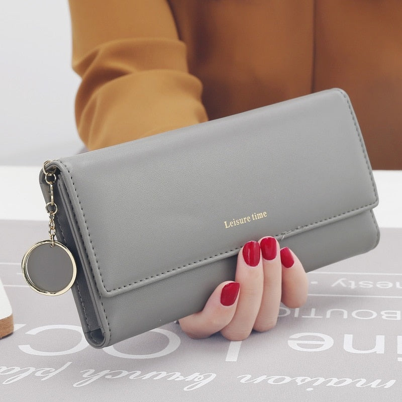 aliwood New Fashion Women Wallets Brand Letter Long Tri-fold Wallet Purse Fresh Leather Female Clutch Card Holder Cartera Mujer