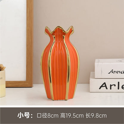 Simple Nordic ceramic vase modern electroplating ornaments creative light luxury handicraft living room flower arrangement home