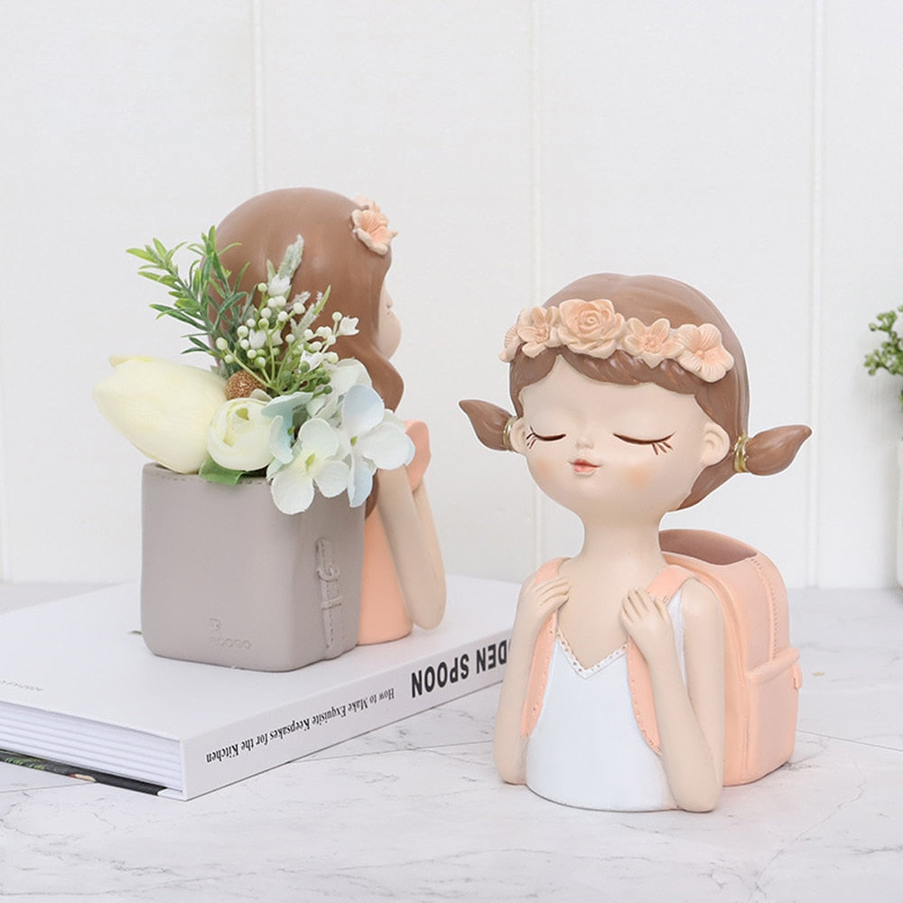 Home Decoration,Girl Figurine Miniature,Figure Statue,Flower Vase,Sculpture,Modern Table Decor,Living Room,Decorative,Desk Art