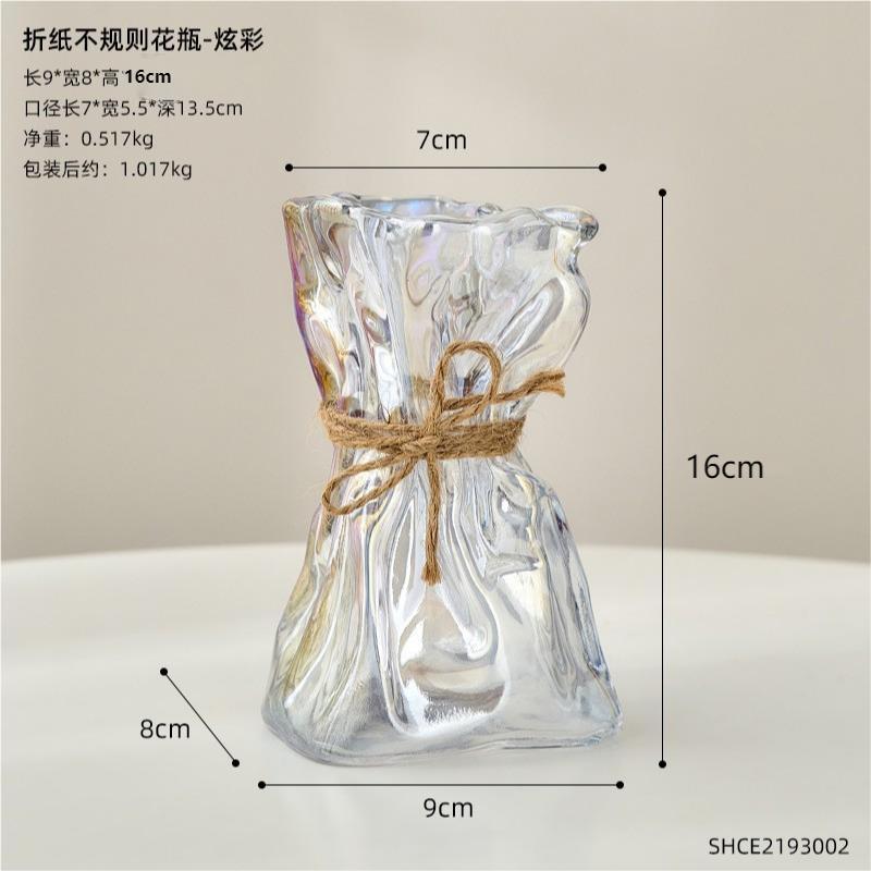 Transparente Glas Blume Vase Hause Dekoration Zubehör Luxus Kunst Hydrokultur Floral Flasche Zimmer Desktop Decor ваза для цветов