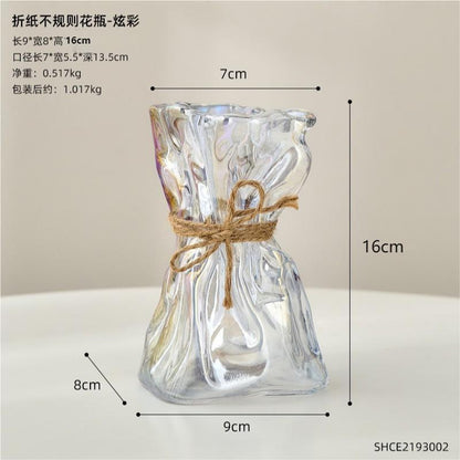 Transparente Glas Blume Vase Hause Dekoration Zubehör Luxus Kunst Hydrokultur Floral Flasche Zimmer Desktop Decor ваза для цветов