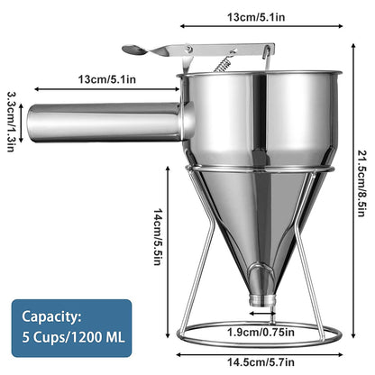 Pancake Batter Dispenser Multi-Caliber Stainless Steel Funnel Dispenser with Stand Cupcakes Baking Maker Tools Kitchen Gadgets