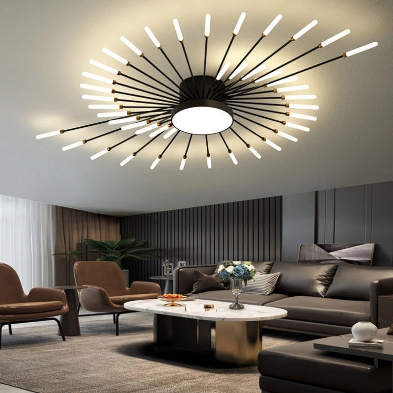 New Luxurious LED Chandelier Light Spiral Fireworks Designer Ceiling Lamps Living Room Home Deco Bedroom Pendant Lamp Fixture