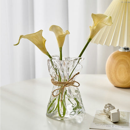 Transparent Glass Flower Vase Home Decoration Accessories Luxury Art Hydroponic Floral Bottle Room Desktop Decor ваза для цветов