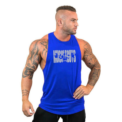 Men Bodybuilding Tank Tops Gym Workout Fitness Cotton Sleeveless Shirt Running Vest Stringer Singlet Male Summer Sports Clothes