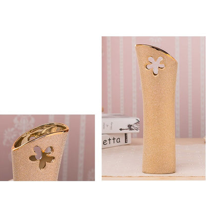 Luxury Europe Gold-plated Ceramic Vase Home Decor Creative Design Porcelain Decorative Flower Vase For Wedding Decoration