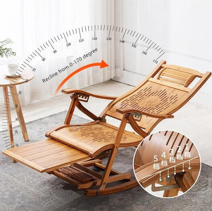 Folding Bamboo Rocking Chair with Cushion Lounge Chair Living Room Furniture Accent Chair Armchair Chair Office Recliner Leisure