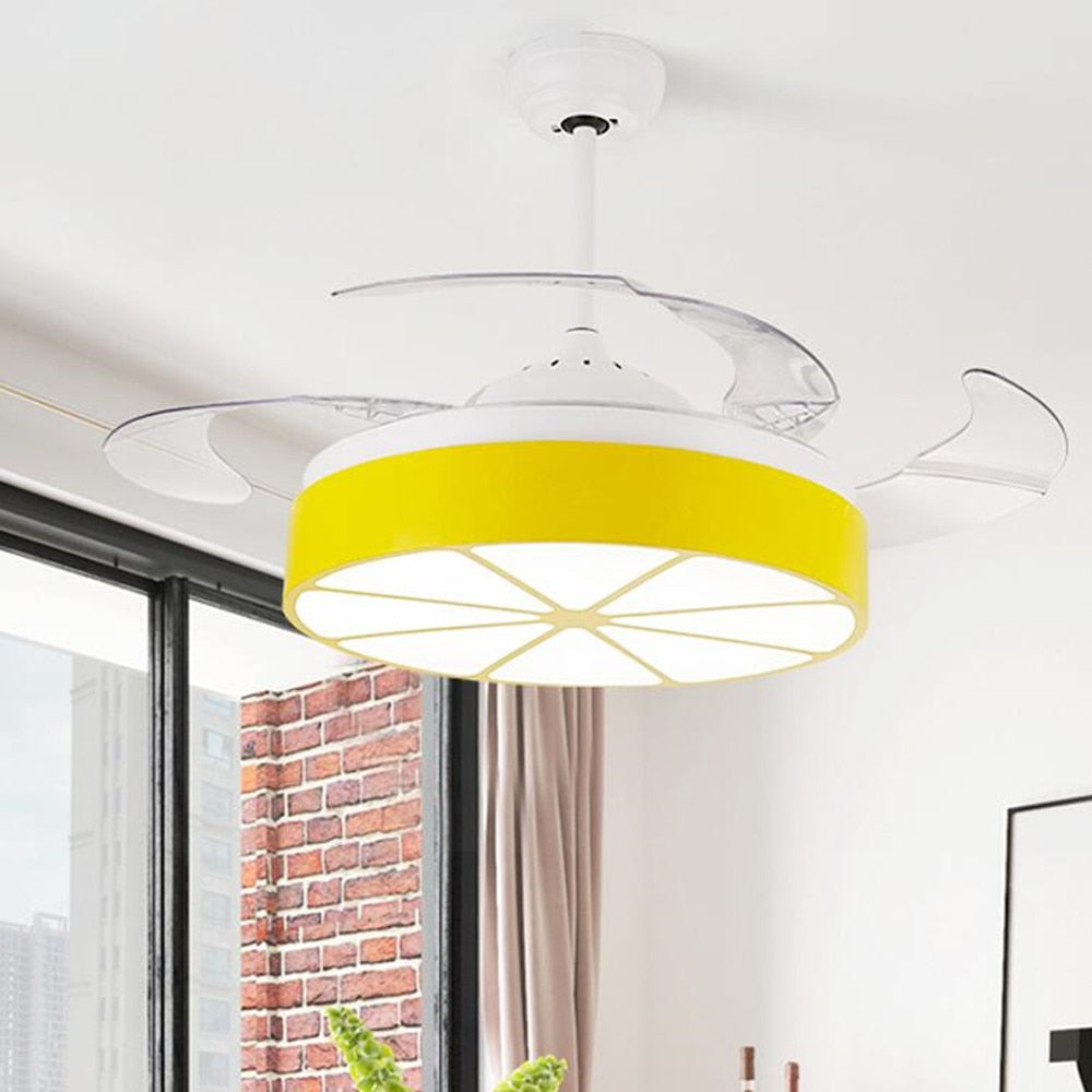 Led Celing Fan Pendant Light Lamp Chandelier Children's 42 inch with remote control Cartoon Suspension Boys' Lighting Bedroom