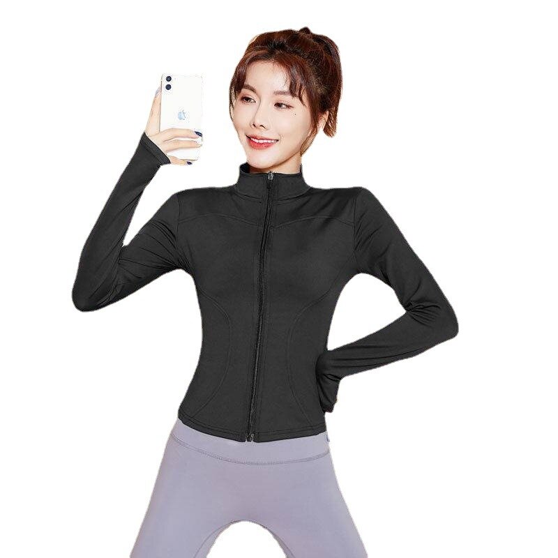 Women's Full Zip Yoga Shirt Gym Exercise Yoga Clothes Autumn Winter Warm Sports Yoga Long Sleeve Running Workout Yoga Top