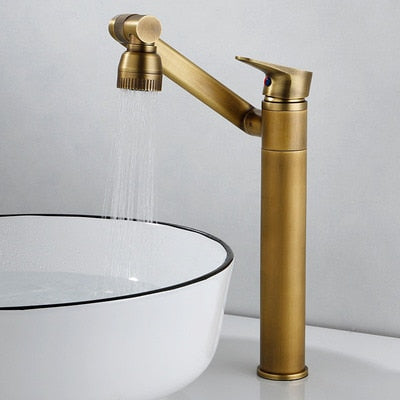 Tuqiu Multifunction Kitchen Faucet Gold Sink Faucet Hot Cold Water Mixer Crane Antique Bronze Deck Mounted Universal Water Taps