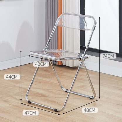 Transparent Folding Chair, Fashion Crystal Dining Chair, Light Luxury Stool with Backrest, Live Photo Chair and Makeup Chair, Wh