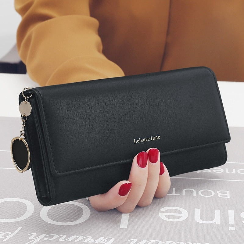 aliwood New Fashion Women Wallets Brand Letter Long Tri-fold Wallet Purse Fresh Leather Female Clutch Card Holder Cartera Mujer