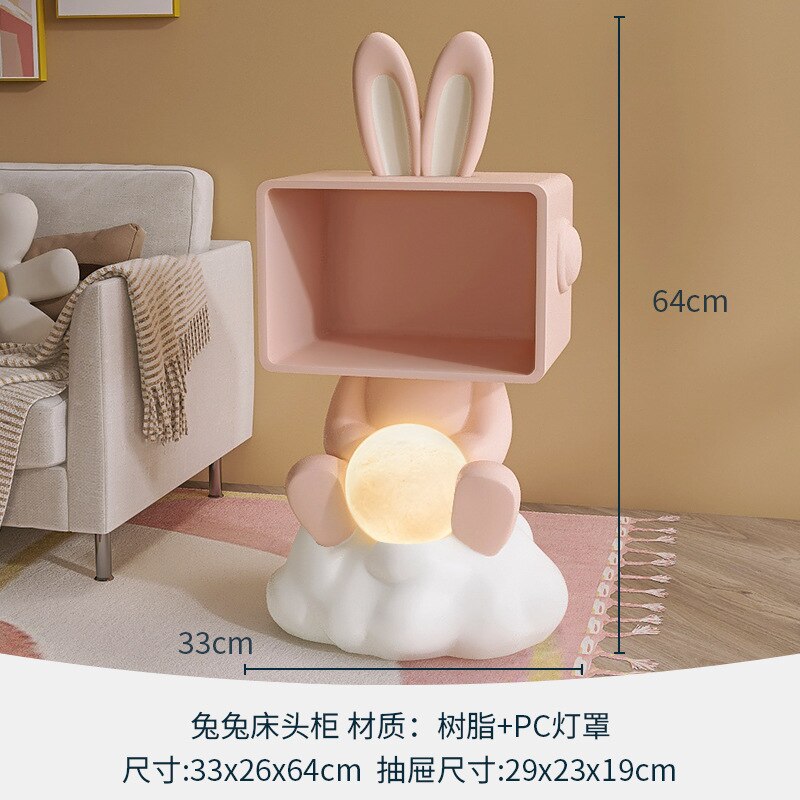 Night Stands for Bedroom Creative Bedside Table Floor Lamp Luxury Modern Nightstands Resin Storage Cabinet Animal Art Decoration