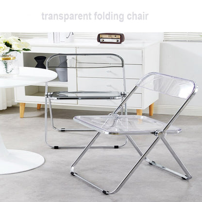 Transparent Folding Chair, Fashion Crystal Dining Chair, Light Luxury Stool with Backrest, Live Photo Chair and Makeup Chair, Wh