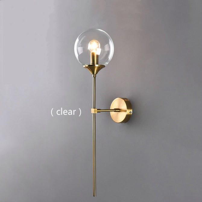 Modern Glass Wall Lamp Creative Golden Sconces Round Nordic Lighting Fixture Home Bedside Living Room Kitchen Decoration Lights